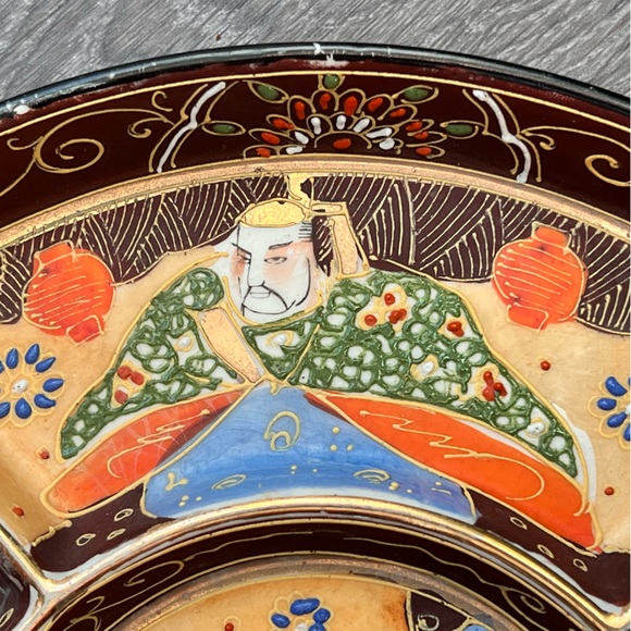 Vintage Japanese Satsuma Pottery Divided Serving Plate Geisha Platter - Picture 6 of 17